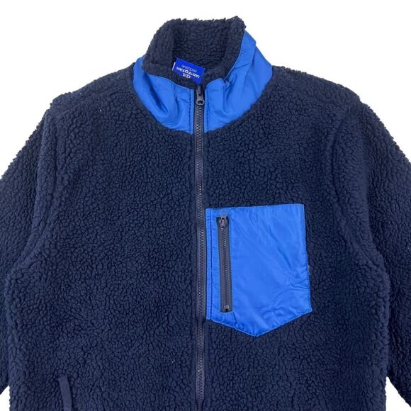 New Pacific & Park Men US S Navy Blue Sherpa Fleece Jacket Zip-Up Pockets Coat - Picture 6 of 13